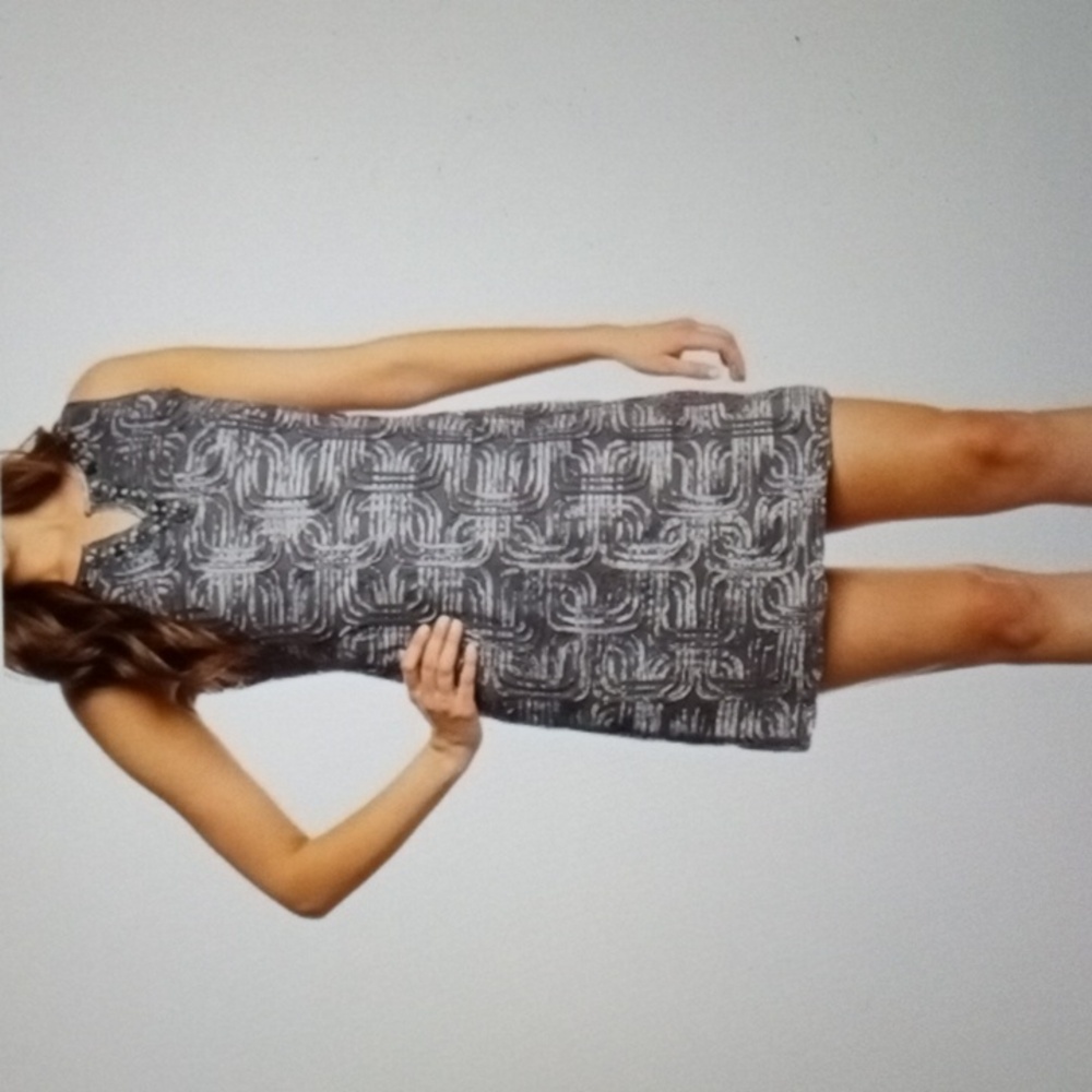 NWT Gorgeous $89 Jessica Howard Gray Sleeveless Jeweled Neck Dress Size 10P